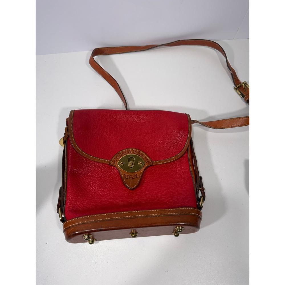 Dooney & Bourke Vintage All Weather Leather Crossbody Bag Red Tan USA Made - Picture 15 of 16